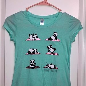 cute girls kid teal panda shirt